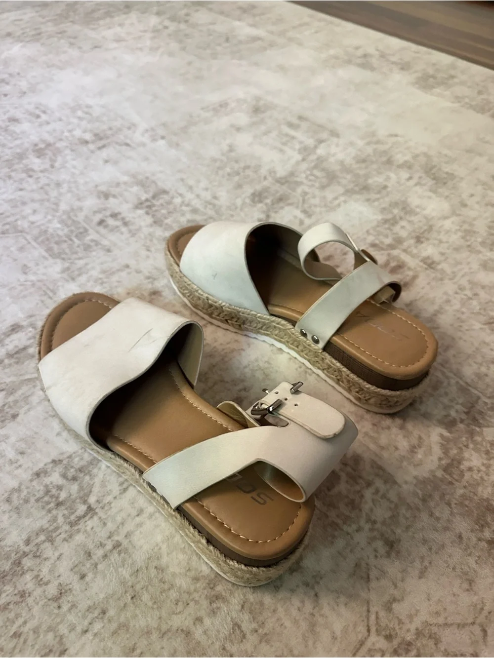 Soda Cream Espadrille Wedge Sandals with Ankle Strap Size 7.5
